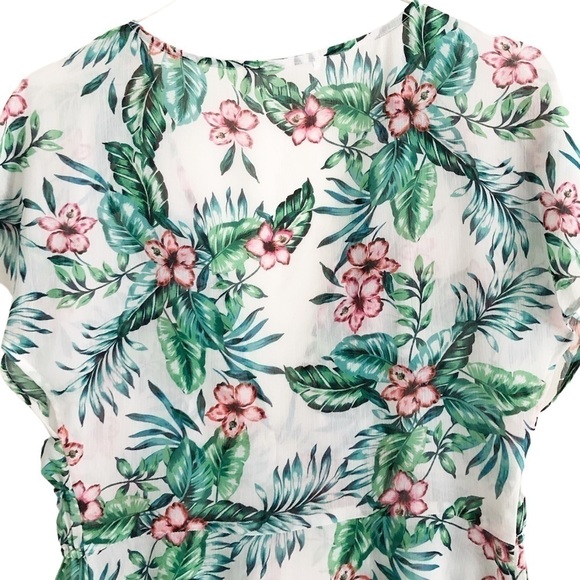 Fortune Swimwear Tropical Floral Cover Up Small Green Pink - Picture 6 of 8